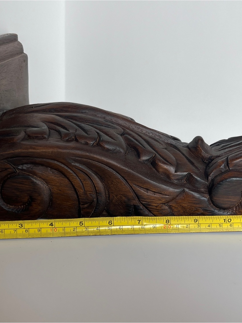 Solid Wood Dark Brown Wall Display Shelf Bracket - Classic Carved Accent - Picture 12 of 12